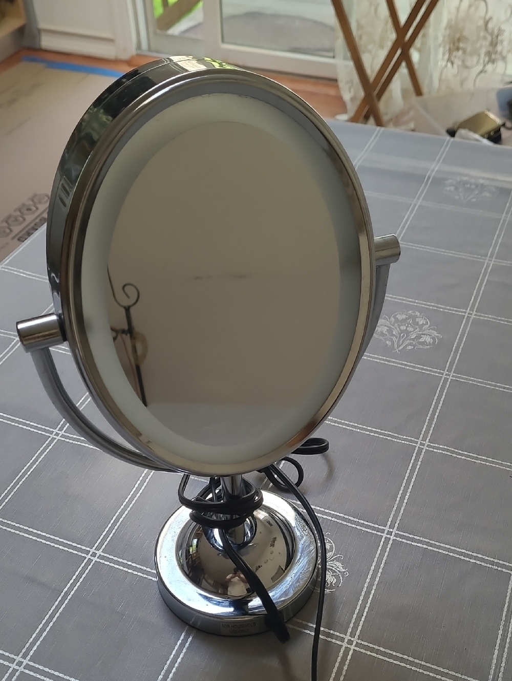Chrome Double-Sided Lighted Vanity Mirror - Silver